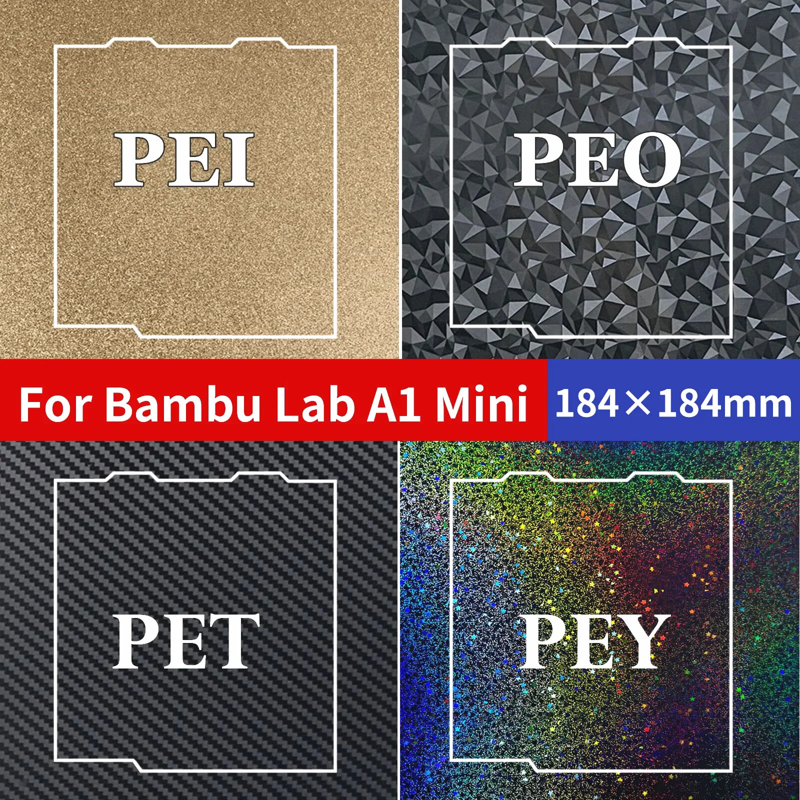 A1 Mini Smooth PEI Build Plate PEO For Bambu Lab A1 Mini Double Sided Magnetic PET PEY H1H Spring Steel Sheet Textured PEI 184mm