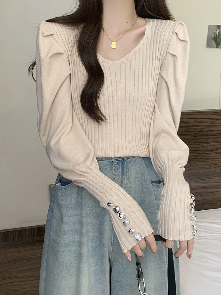 2023 New Spring Summer Knitted Round Neck Long Sleeve Women Sexy Mini Slim Stretchable Palace retro style knitted jumpsuit