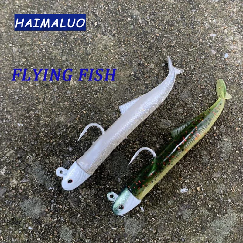 HAIMALUO Fly Soft Fishing Lure Tail Jig Minnow New SAND EEL Artificial Plastic Baits Saltwater Sea Bass Swimbait Tackle Gear