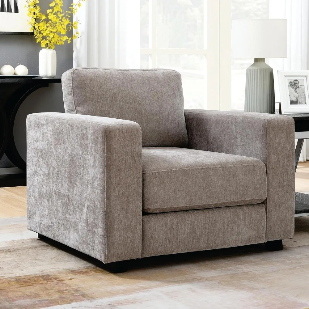 

39 Oversized Accent Chair, Chenille Fabric Upholstered Armchair Comfy with 350lb Weight Capacity & 7-inch Thick Seat – The Perfe