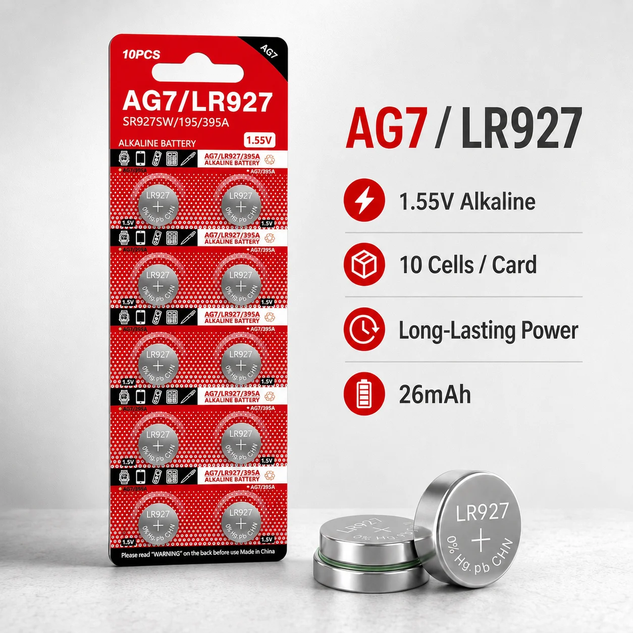 

SR927SW 395A Compatible AG7 LR927 1.55V Button Cell Battery for Watches Toys Calculators