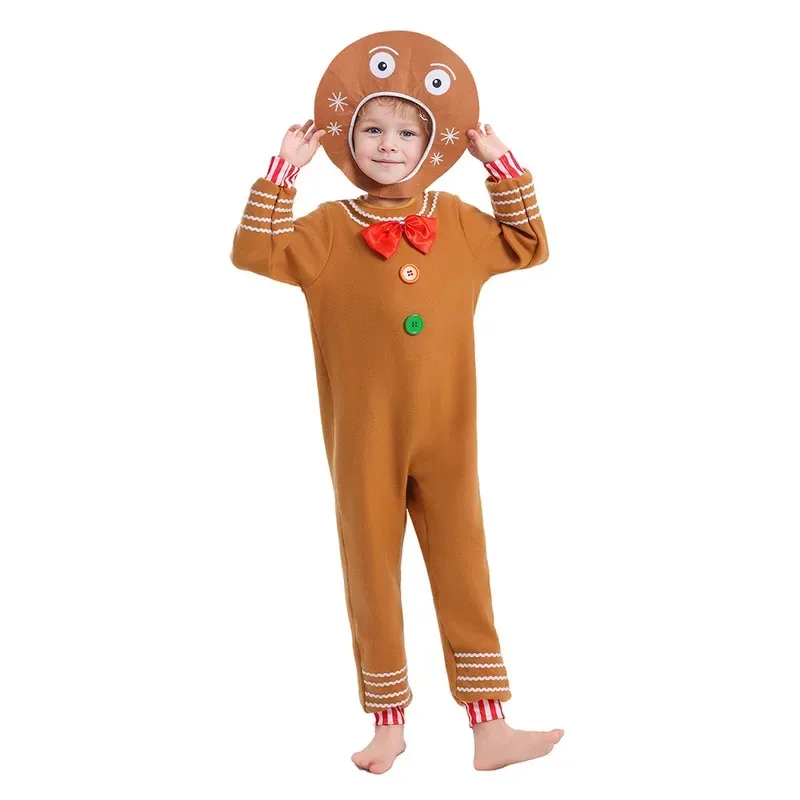 NewKids Gingerbread Cookie Fancy Costume Girls Boys Christmas Cosplay Halloween Xmas Dress Up2025c;5,v'8.d; - view 4