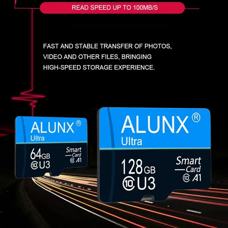 ALUNX Micro Card TF SD Memory Card Class 10 64 GB U3 4K High Speed Flash Memory Card C10 32G 64G for Xiaomi Huawei Samsungu Etc