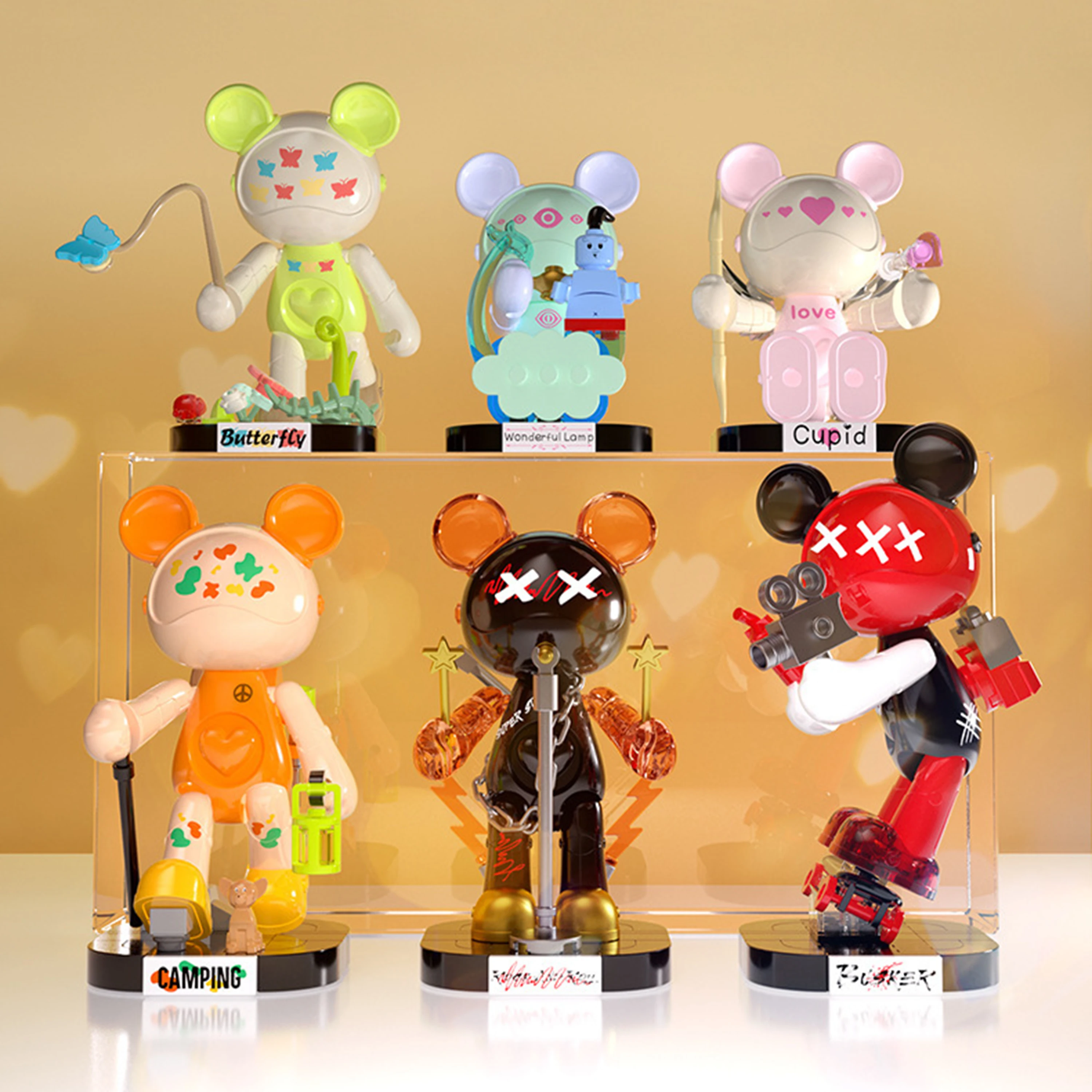 Magic Interstellar Bear Blind Box Street Adolescente Modello Building Blocks Giocattolo Regalo per Bambini Ragazzi Ragazze