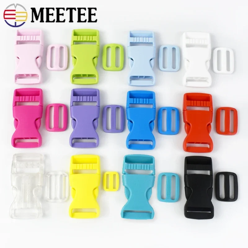 5/10Sets 15/20/25mm Plastic Side Release Buckle Tri Glide Slider Clasp Bag Backpack Adjust Hook Belt Pet Collar DIY Accessories