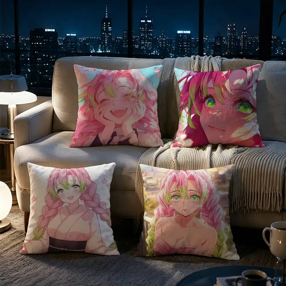 Anime Kanroji MCute Mitsuri Pillow cover Soft Microfiber Pillowcase Home Sofa Decor Surprise Decorative printed.