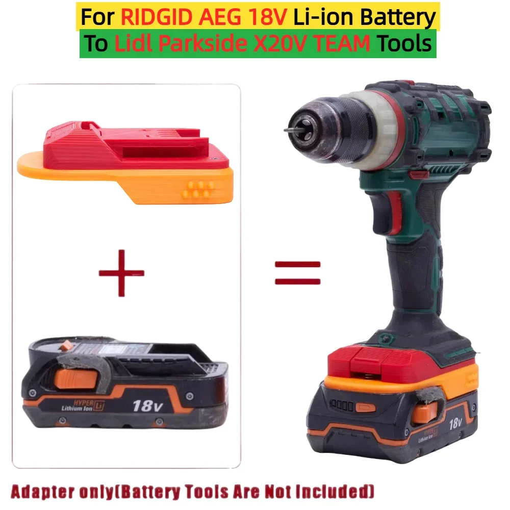 For RIDGID AEG 18V Lithium Ion Adapter/Converter To Lidl Parkside X20V TEAM Series Cordless Power Tools Accessory(Only Adapter)