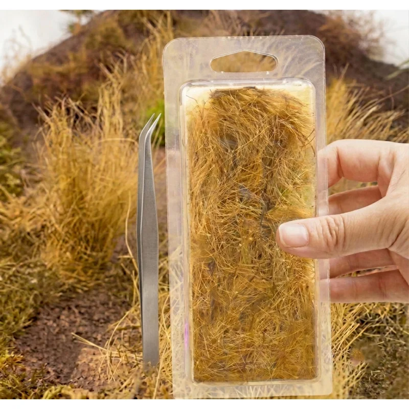 With Tweezers Miniature Static Grass Tufts Model, Realistic Grass Clusters, for Landscape Decor City Construction Diorama Supply