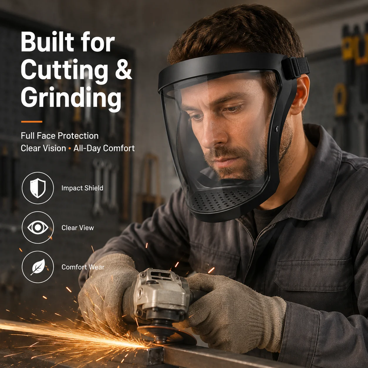 Woodworking Face Shield - Buğu Önleyici Kaplama Geniş Görüş Açılı