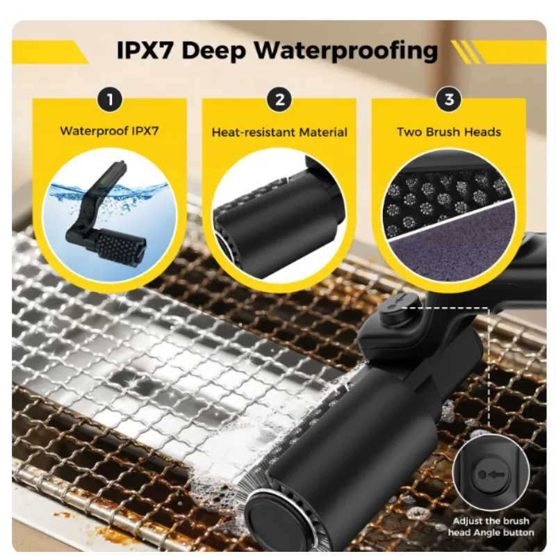 Electric Grill Brush Automatic Rotating BBQ Grate Cleaner Heavy Grease Scrubber for Outdoor Barbecue Cooking