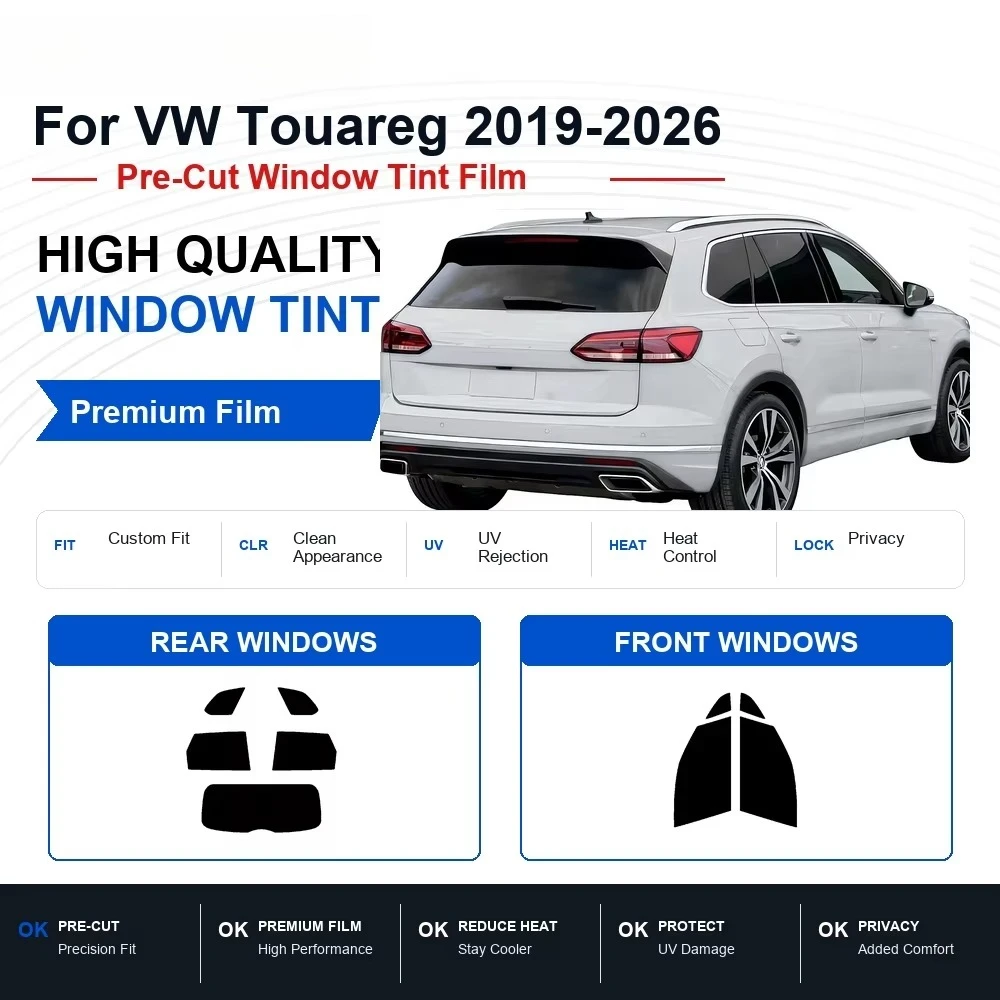 Premium Pre-Cut Window Tint For VW Touareg 2019-2026 Front & Rear Windows UV Heat Rejection Privacy Film