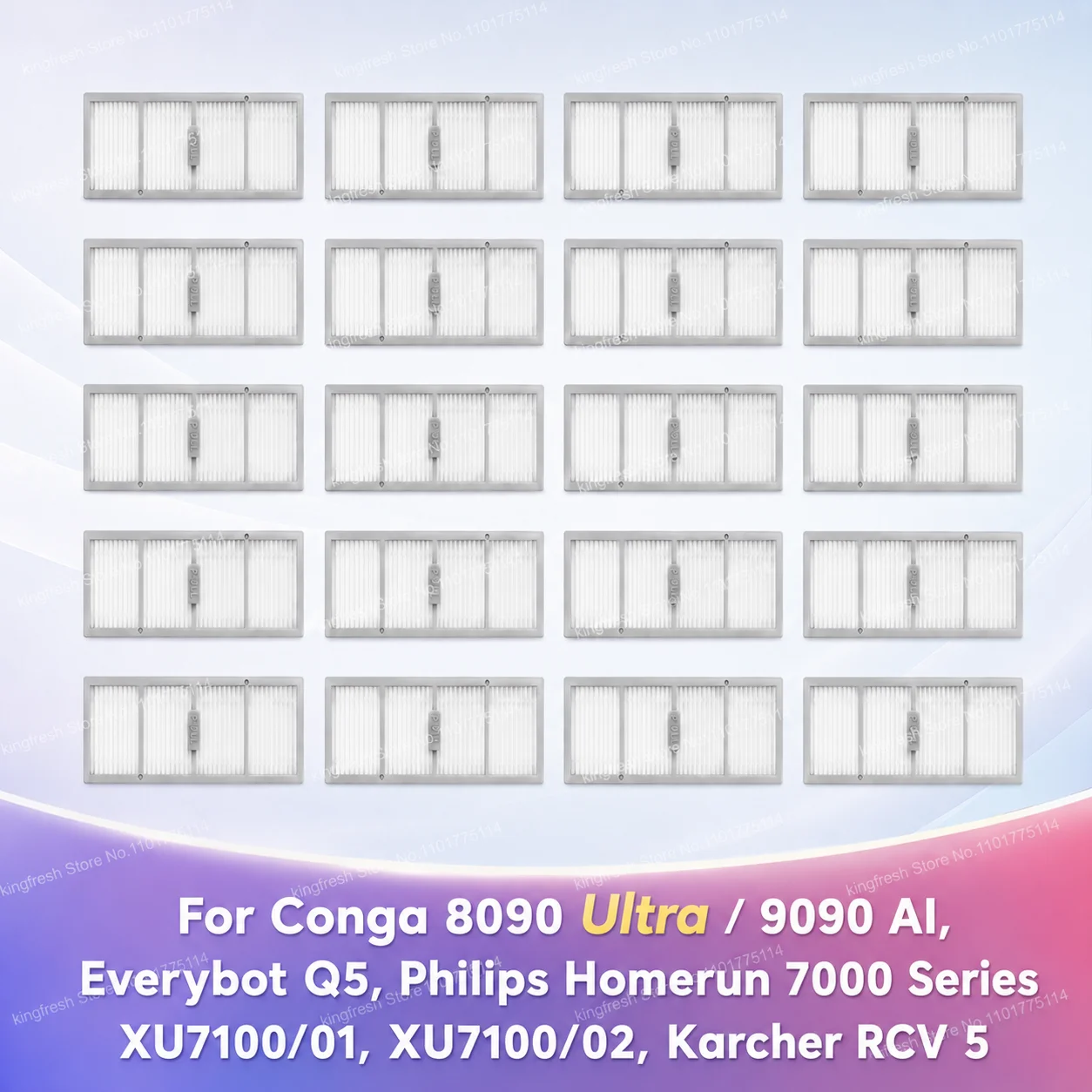 HEPA Filter Fit for Conga 8090 Ultra/ 9090 AI, Karcher RCV 5,Philips Homerun 7000 Series XU7100/01, XU7100/02, Everybot Q5 Parts