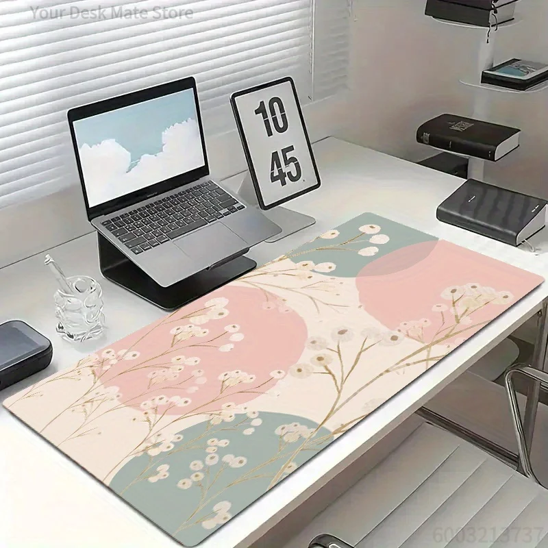 Collage Large Desk Mat, Scrapbook Cactus Floral Abstract Art Mousepad, Non‑Slip Rubber Keyboard Pad for Laptop Office Decor