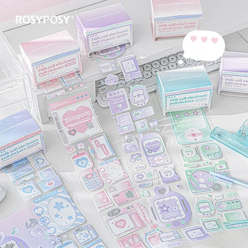 1pc Kawaii Sticker American Y2k Shiny Stationery Sticker CD Phone Glitter DIY Decorative Scrapbook Journal Student Supplies