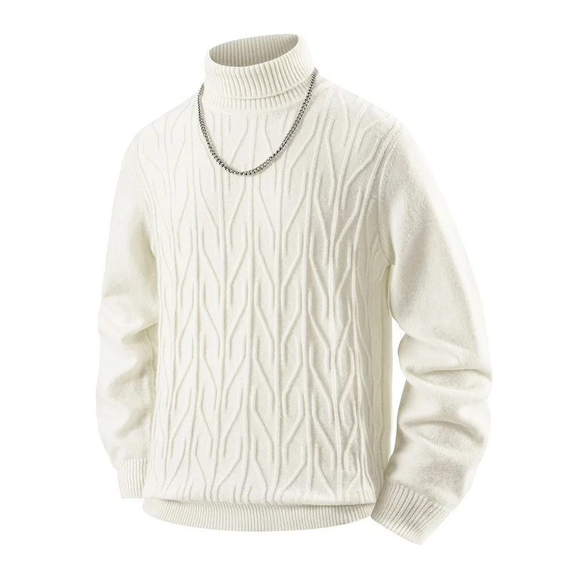 

Men's High Collar Knitted Sweater Thiened Retro Diamond Pattern Warm Base Layer irt Autumn Winter Casual Loose Fit Long S...
