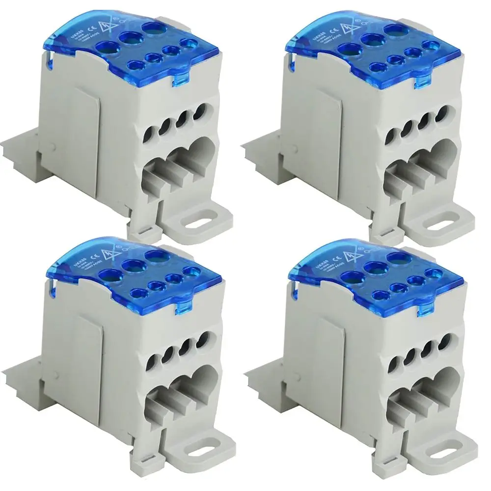 

Комплект из 4 штук: 6-позиционные винтовые клеммные колодки с крышкой, распределительная коробка, клеммная коробка на DIN-рейку, коробка для проводов, для шкафов и электропроводки