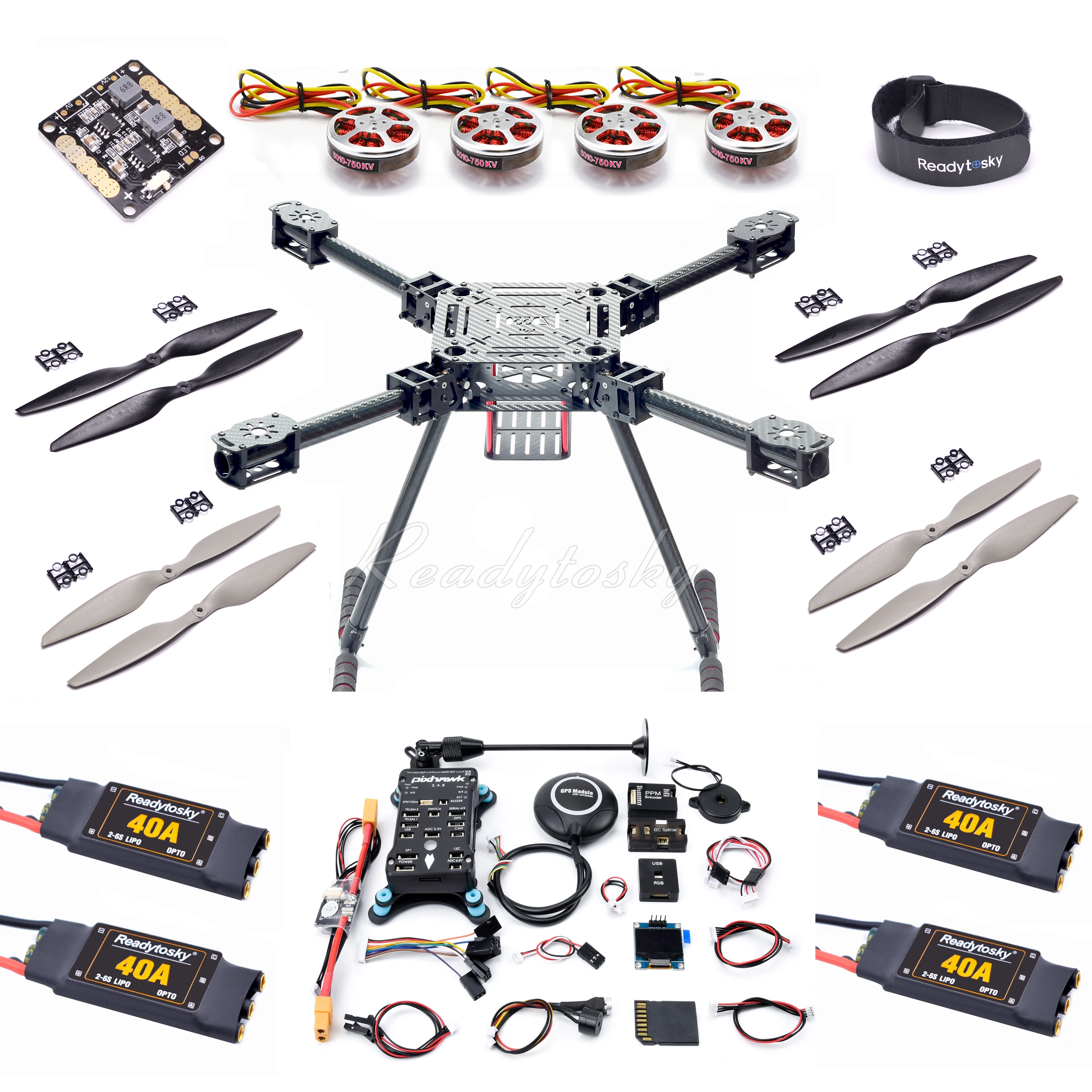 Upgrade ZD550 550mm Carbon Fiber Quadcopter APM2.8 / Pixhawk 2.4.8 Flight Control M8N 8N GPS 5010 750KV Motor 40A ESC Combo Set