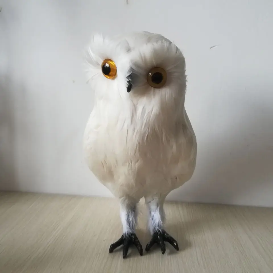 new simulation owl model foam and feathers white owl  toy home garden decoration about 30cm s2841