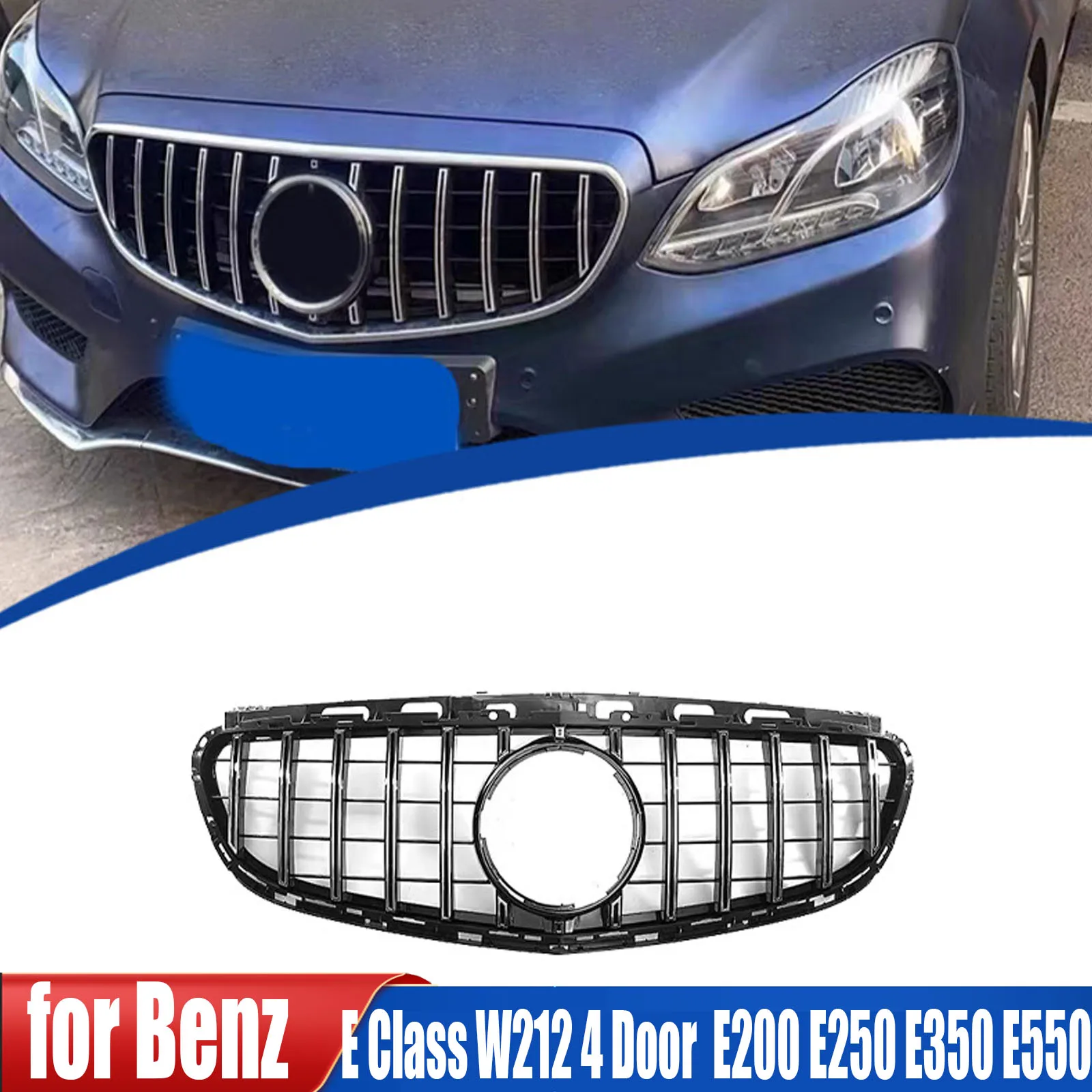 

Car Front Bumper Racing Grill Billet Gril Tuning Accessories For Benz E Class W212 4 Door E200 E250 E350 E550 2014-2016