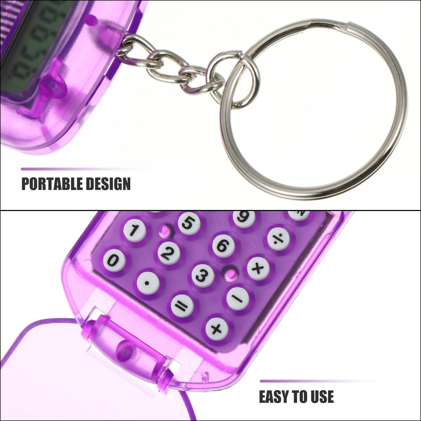 

3 Pcs Calculator Mini Keyring Portable Small Keychain Keychains Size Office