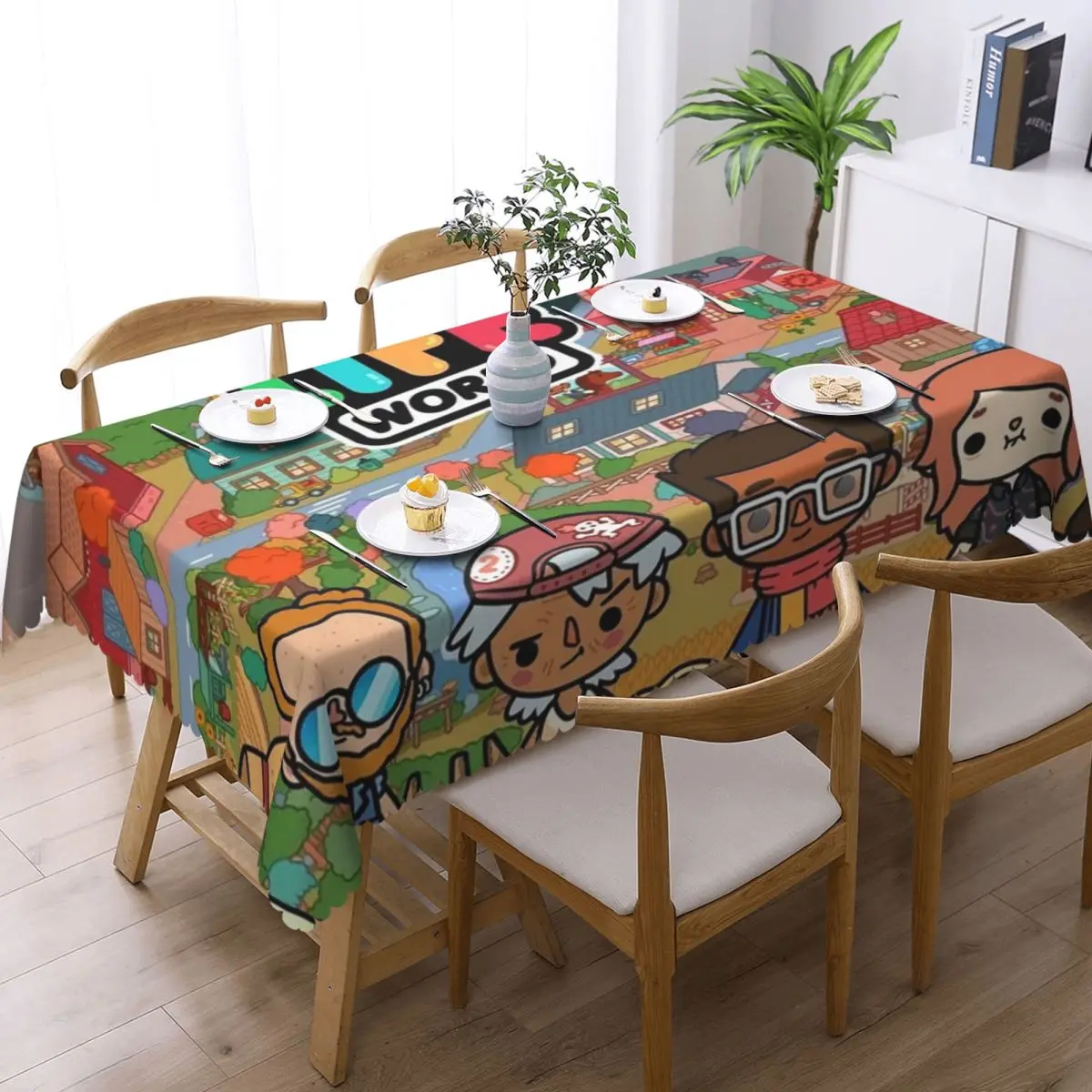 Toca Life Box Toca Boca Cute Game Custom Rectangular Tablecloth Oilproof Table Cover for Dining Events Table Cloth