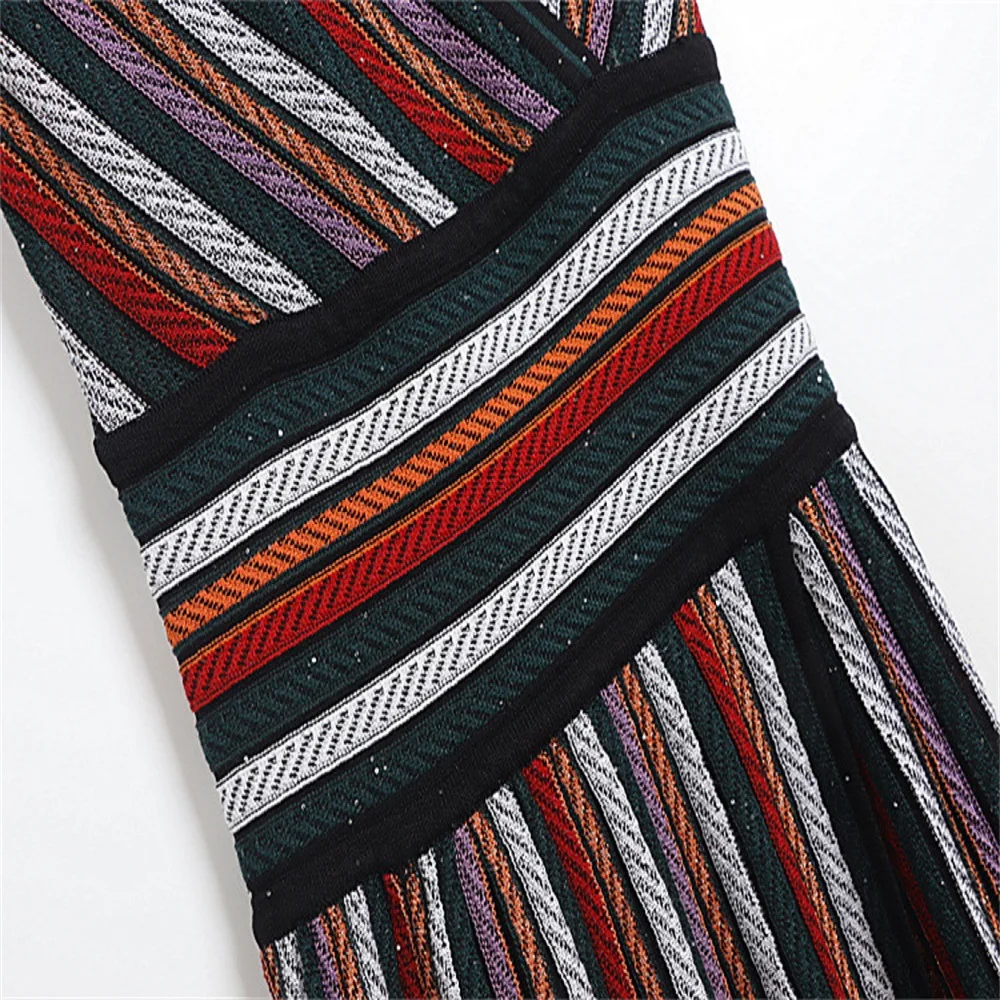 2026 Zomer Vrouwen Jurk Gebreide Stretch Gestreepte V-hals Corset Elegante Dames Gewaad Y2K Nieuwe Fashion Party Bodycon Rok Beha