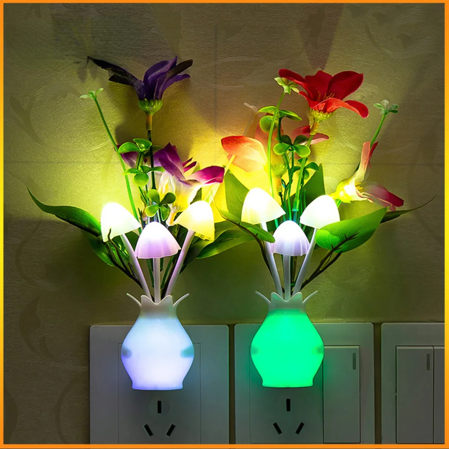 Luz noturna LED inteligente colorida com brilho luminoso - Design elegante de vaso para decoração criativa de quarto - Controle ajustável para cust