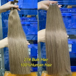 Cabello Humano liso para trenzar Extensiones, 100% Natural, tejido virgen, sin procesar, a granel