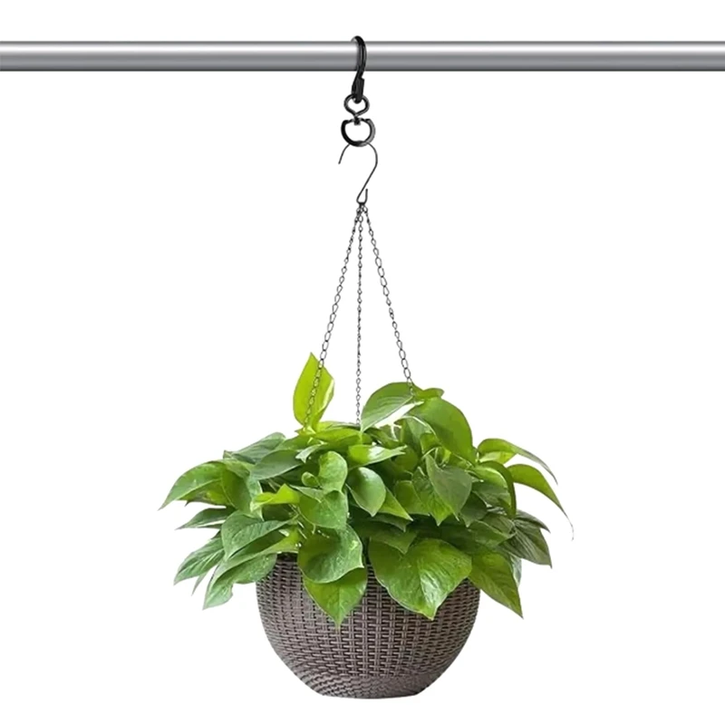 Ganchos de metal giratórios de 360 graus para plantas, pesados, suspensos, para uso interno e externo, 4 peças