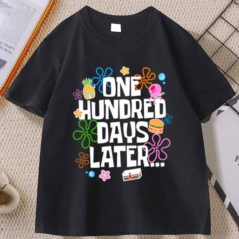 

One Hundred Days Later 100 Days of School T-Shirt Funny Men Women Cotton Short Sleeve Round Neck T Shirt Casual Men's Clothing
