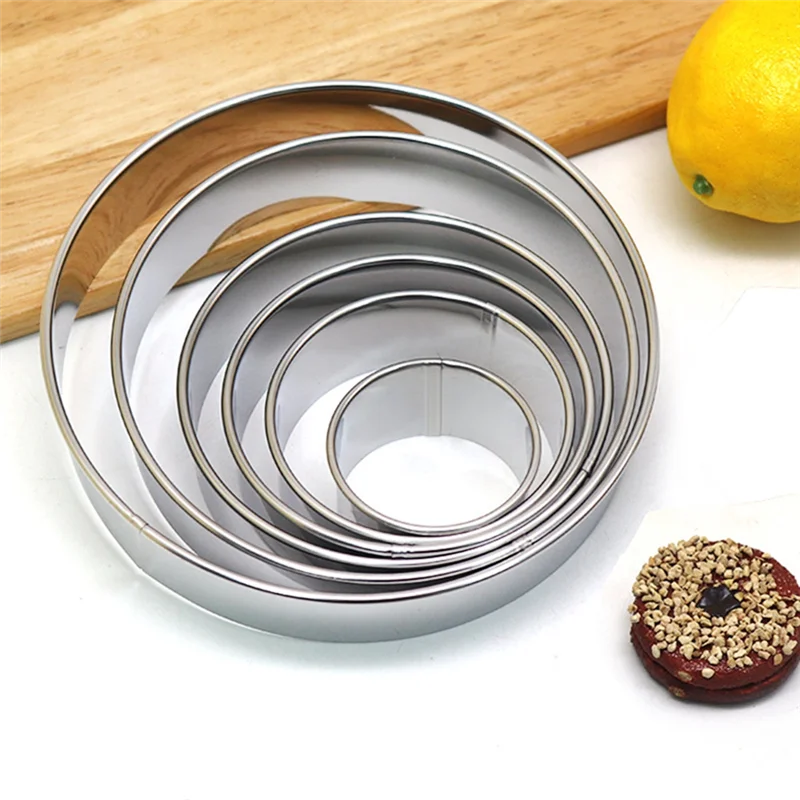ABWR-Conjunto de cortadores de biscoitos redondos, 6 cortadores de biscoitos de aço inoxidável, ferramentas de cozimento para pastelaria, donuts, fondant