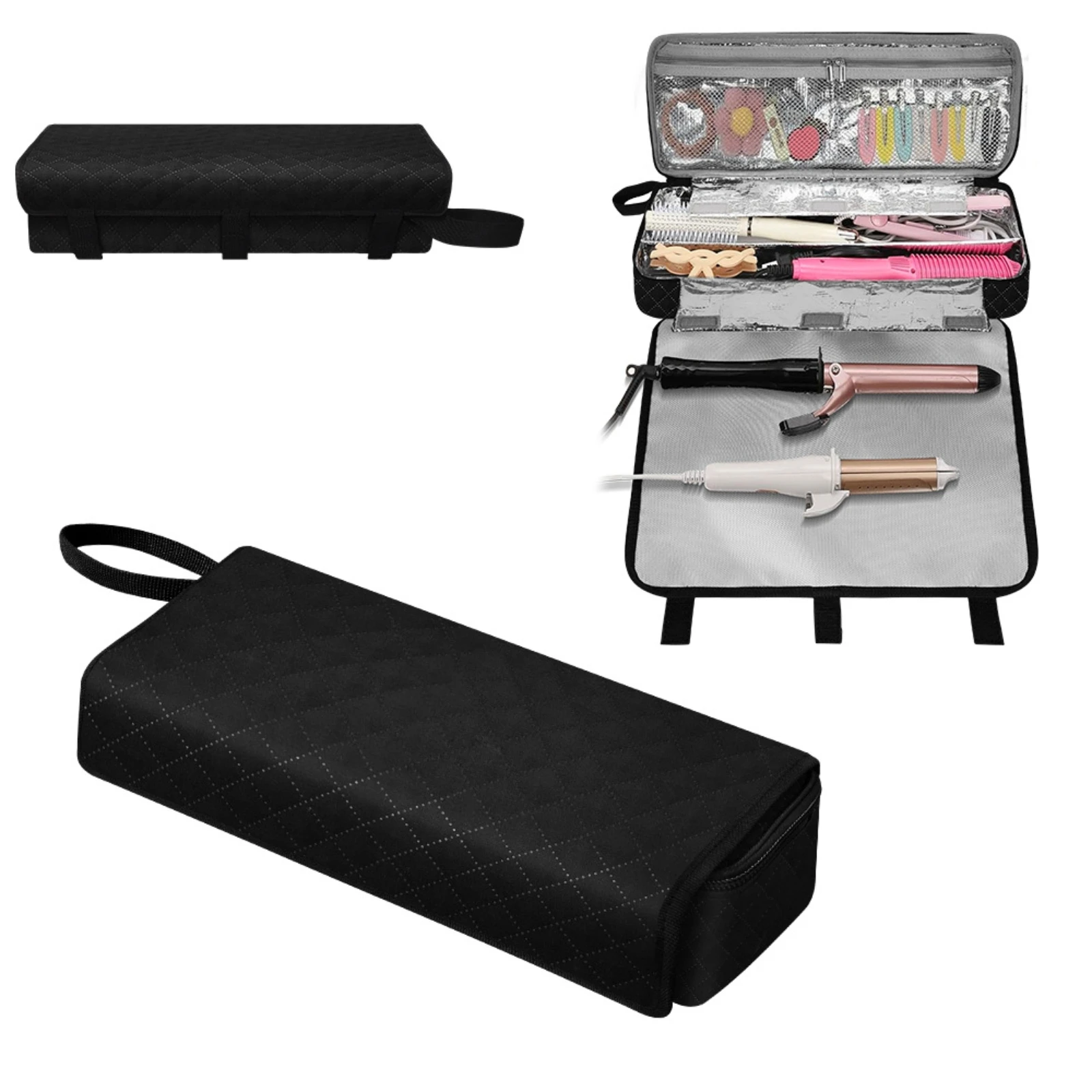 Hair Styling Tools Organizer Bag Insulated Flat Iron Travel Case Curling Iron Storage Case Lightweight for Overnight Stays
