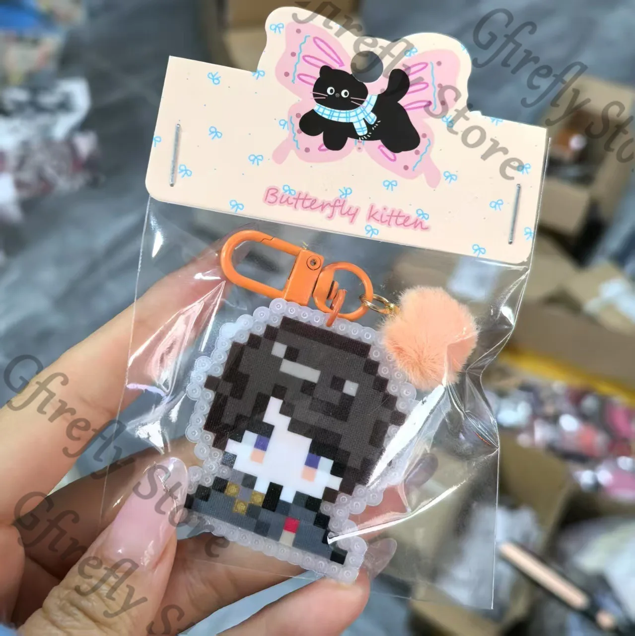 الحب والمساحة العميقة الاكريليك سيلوس أنيمي كزيفير حقيبة المفاتيح Q نسخة زين بكسل قلادة لطيف كاليب تزيين رافاييل هدية