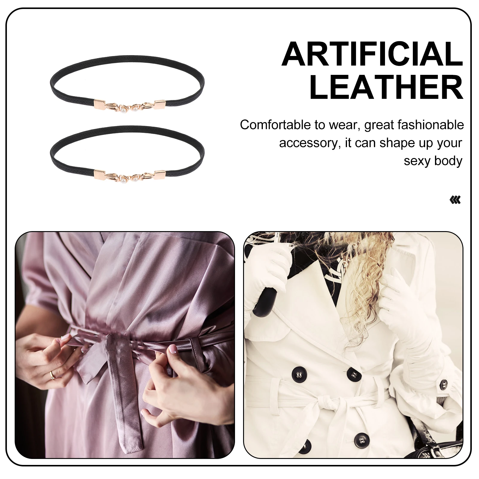 

Black Pearl Belt Elastic Waist Belts Daily Dating Parties Lightweight Durable Women Thin Pearl Dress Decorative Belts Design