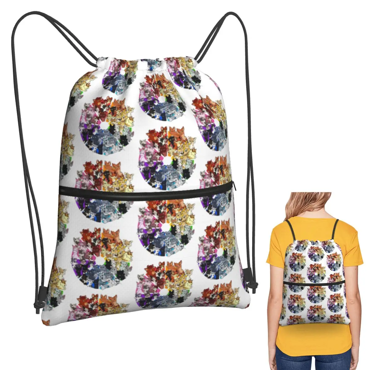 Mochilas con ruedas de Color Warrior Cats, bolsas informales portátiles con cordón, zapatos, bolsas para libros para estudiantes de viaje