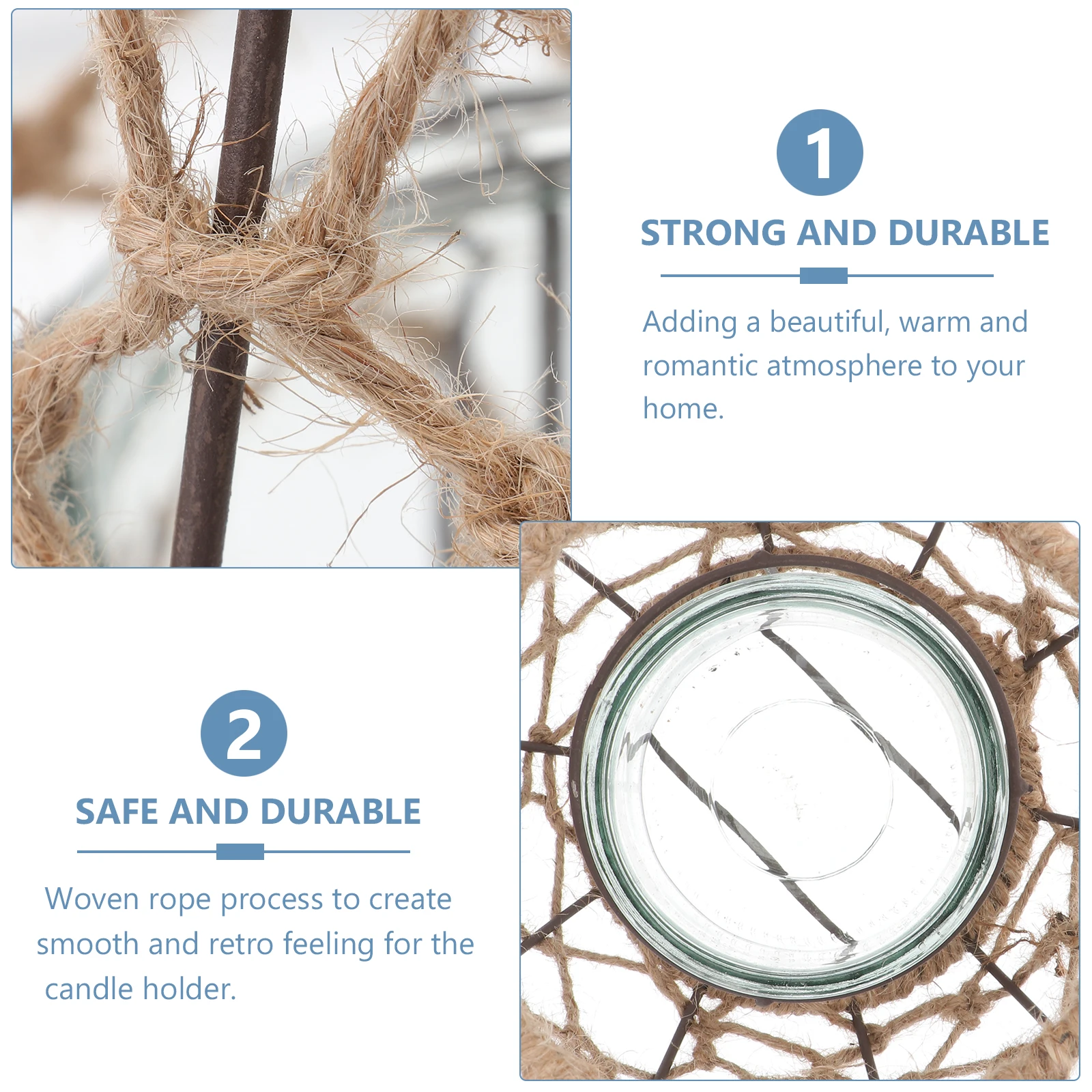 

Size S Woven Rope Night Light Decorative Candlestick Lampshade Garden Bar Cafe Romantic Lamp Decorative Candlestick