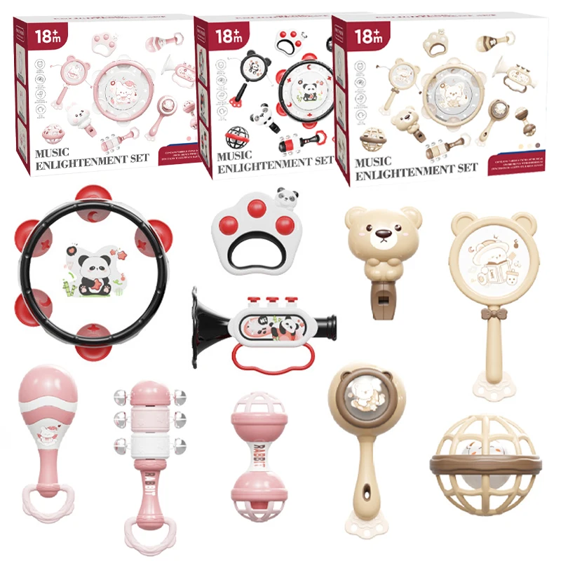 Baby Musical Instruments Set Montessori Handbell Sand Hammer Orff Ringing Instrument Infant Early Visual Stimulation Sensory Toy