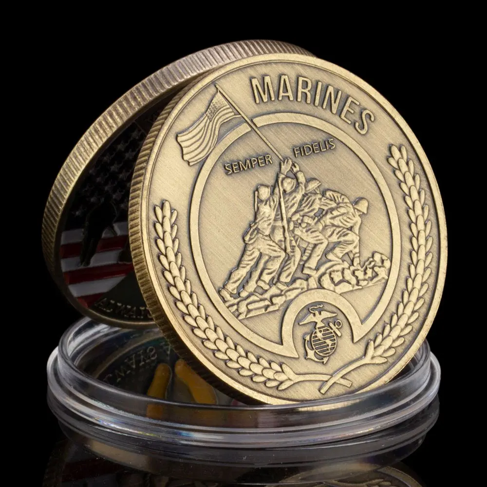 United States Military Coin Souvenir We Make Marines Flag Pattern Commemorative Coin Semper Fidelis Gold Plated Coin
