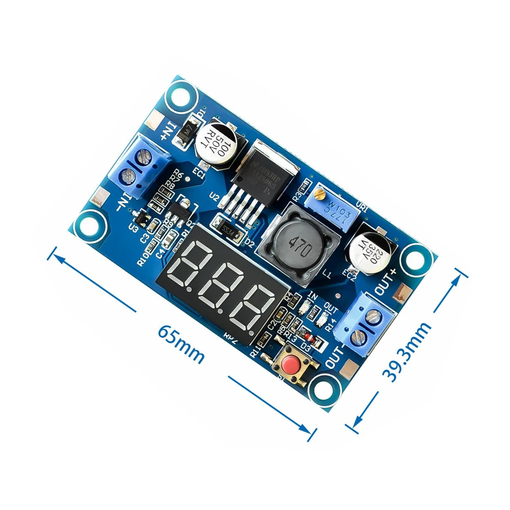 LM2596 DC Step Down Converter Voltage Regulator Voltmeter LED 4-40V to 1.2-37V Buck Adjustable Adapter Power Supply Module