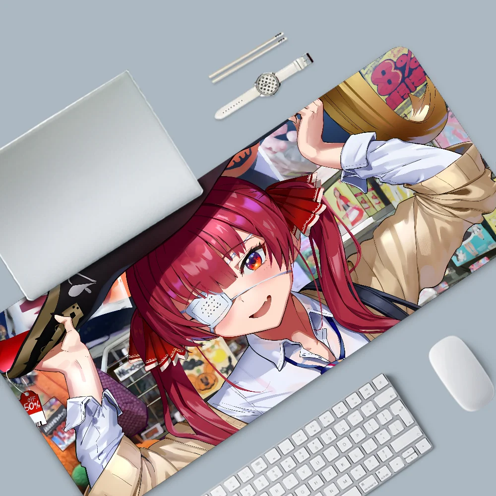 Anime Girl Hololive Houshou Marine Game Mousepad Desk Pad Gaming Accessories Prime Gaming XXL Keyboard Pad Stitched Pad Desk Pad