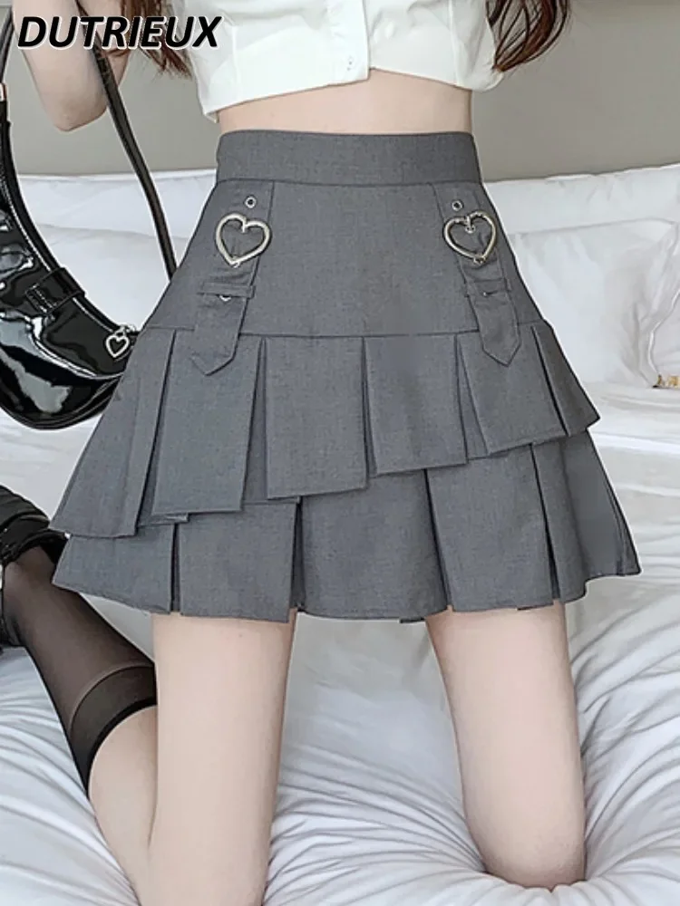 Fashion Irregular Solid Color Short Skirt Women's Summer Sweet Cool Hot Girl High Waist Pleated A- Line Suit Mini Skirts