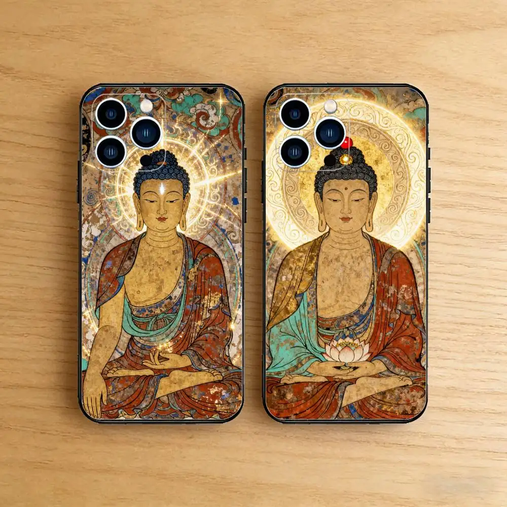 

Lotus Buddha Spiritual Art Phone Case for iPhone 17 16 Pro Plus Air 16E 15 14 13 12 11 Max Mini X XR XS Soft Silicone Cover