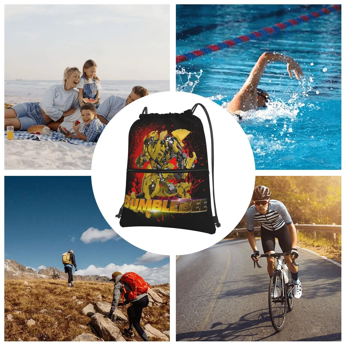 Transformers Autobots Portable Backpacks Drawstring Bag Multi-function Drawstring Bundle Pocket Shoes Bags For School Students