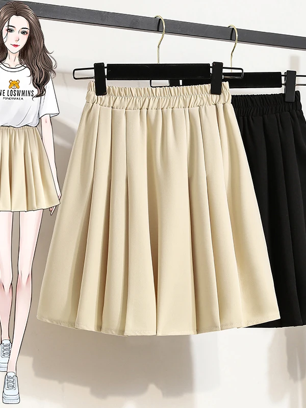 White A-Line  Skirt Anti-Light Walking Business Women's High Waist Pleated Skirt Slimming Effect Spring Summer 2026