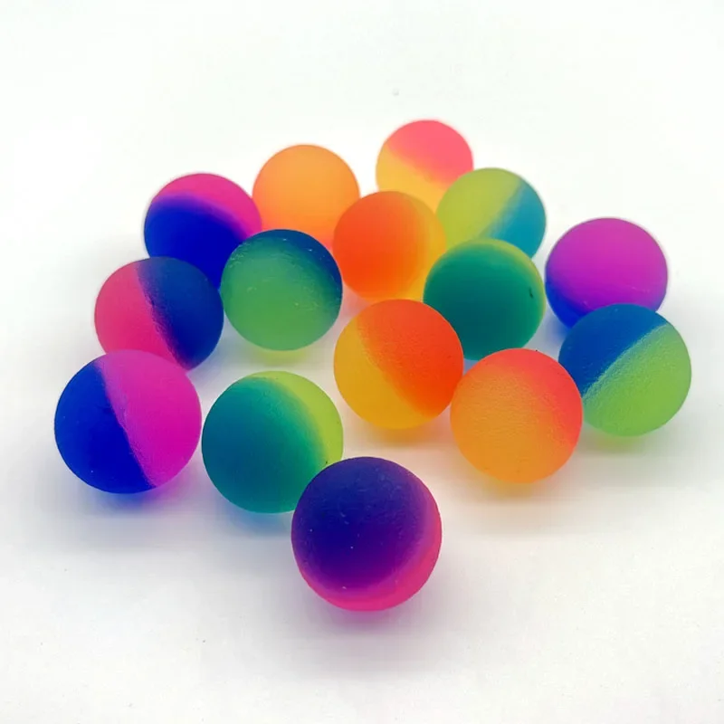 

Elastic ball rubber jump rainbow two-color matte solid elastic colored float ball fun ball egg twisting machine toy