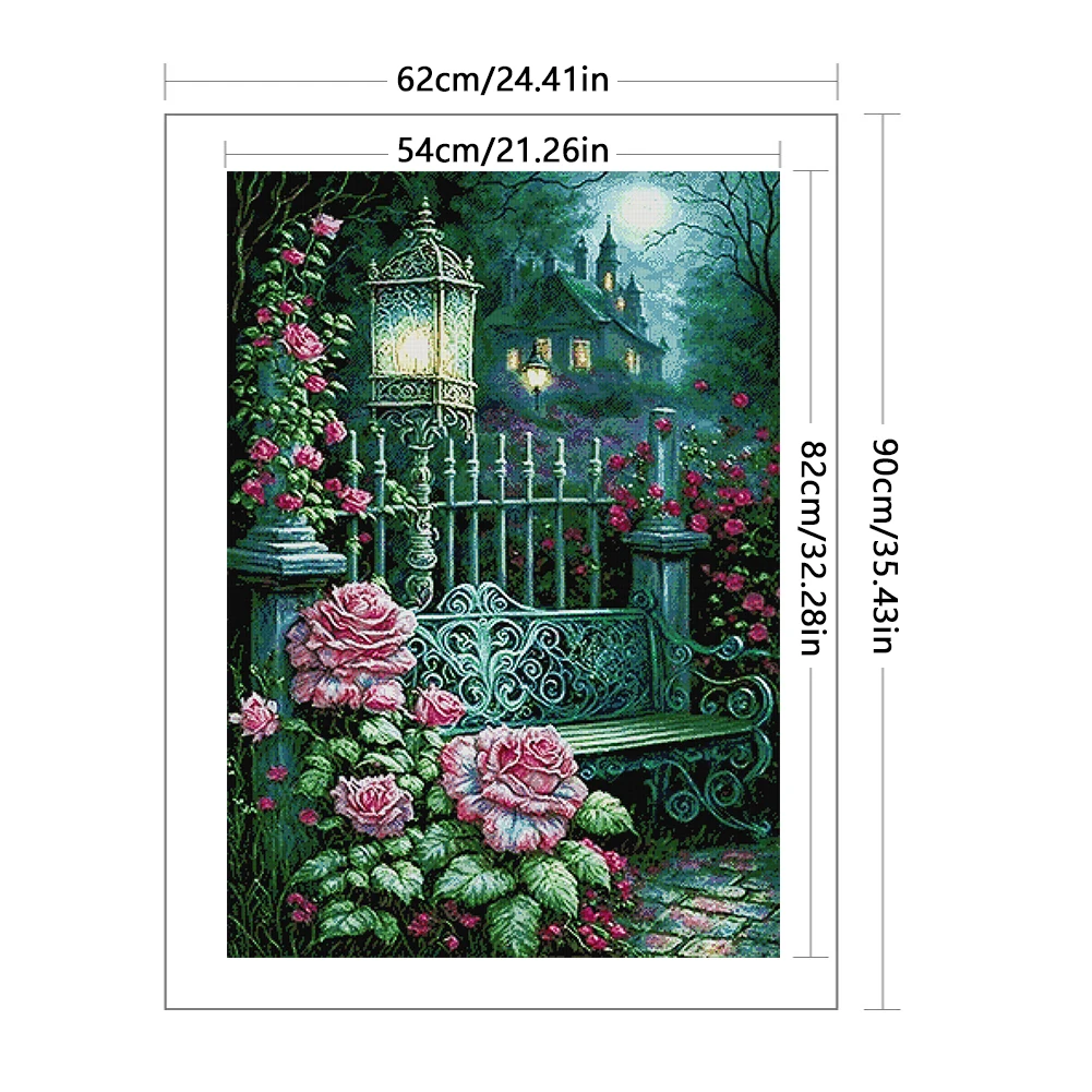 طقم غرز متقاطعة مطبوعة بالورود مقاس 62 × 90 سم يمكنك صنعه بنفسك 14CT خيط فني للتطريز ديكور منزلي #4