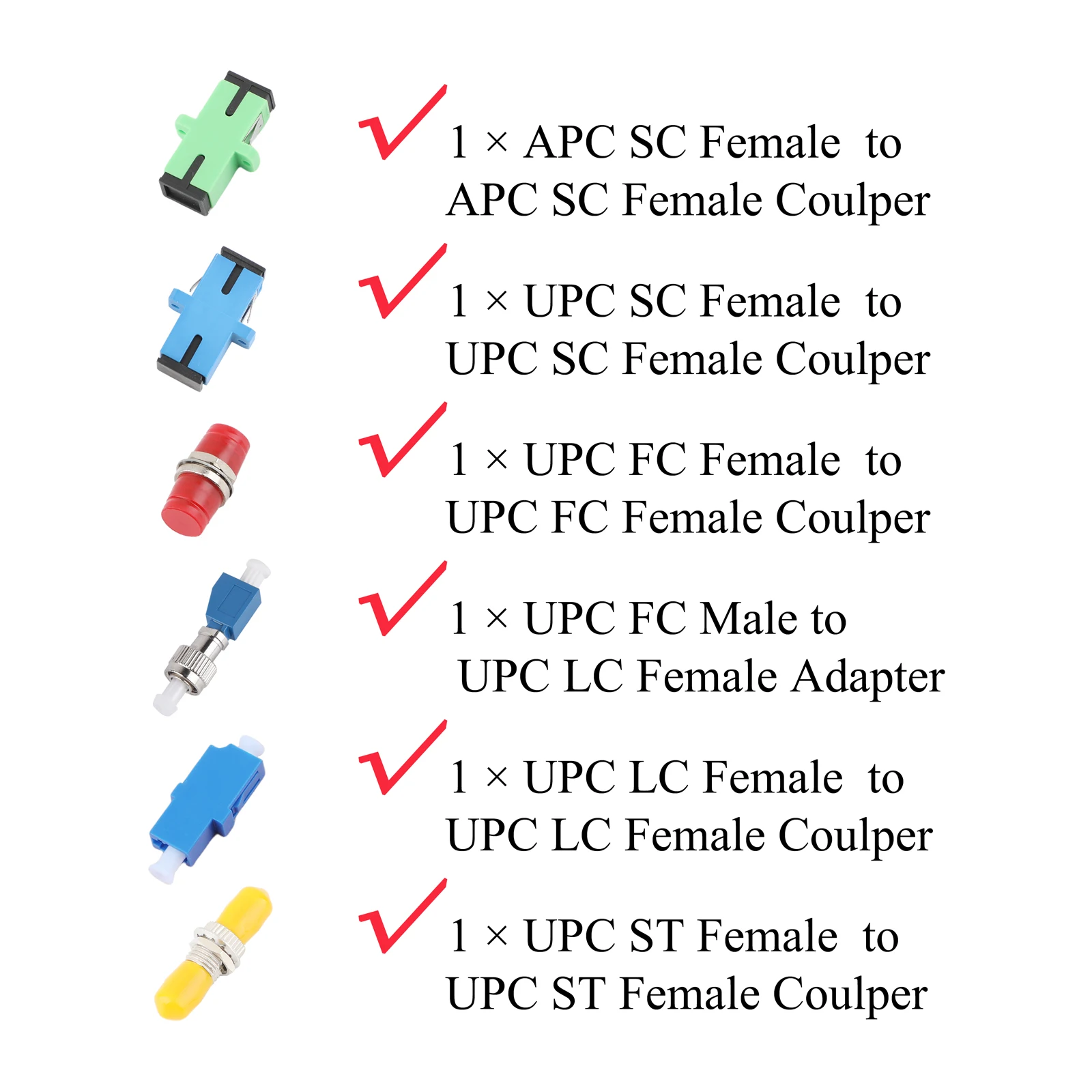 12PCS Fiber Optic Cable Test Kit, 10KM/15KM/30KM/50KM/100KM FTTH Optic Pen for FC Male to LC Female and APC/SC UPC/ST FC SC LC