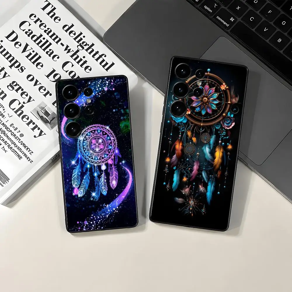 Retro Feather Dreamcatcher Phone Case For Samsung Galaxy S26 S25 Ultra Plus Phone Case Satin Glossy Colorful Protective