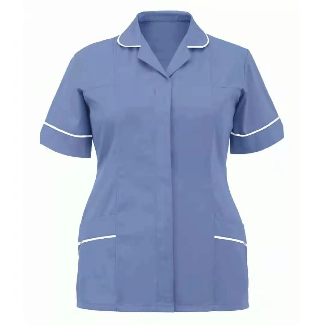 Enfermeira esfrega uniformes médicos assistente dental workwear colthes cirúrgicos salão de beleza pet hospital camisas de enfermagem estiramento ht025