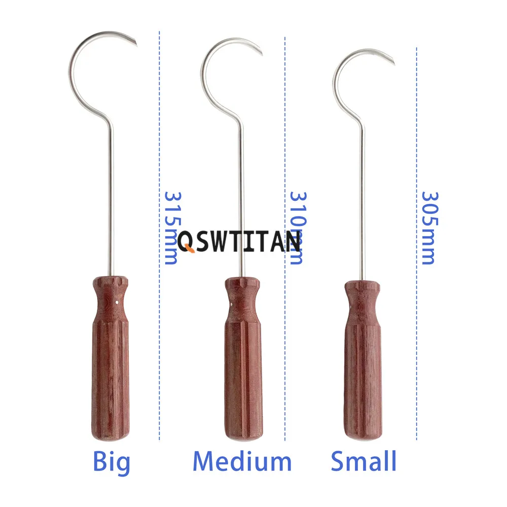 Stainless Steel wire threading device Wire Guider with Wooden handle Pet Orthopedic Instrument 1PC
